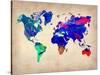 World Watercolor Map 2-NaxArt-Stretched Canvas