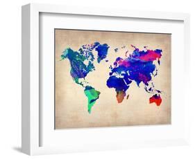 World Watercolor Map 2-NaxArt-Framed Art Print