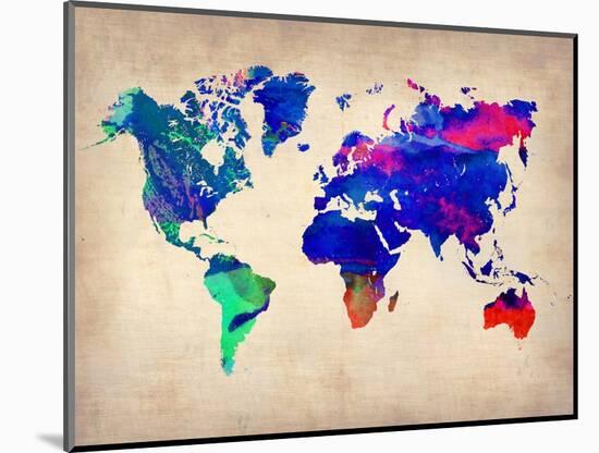 World Watercolor Map 2-NaxArt-Mounted Art Print
