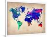 World Watercolor Map 2-NaxArt-Framed Art Print