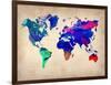 World Watercolor Map 2-NaxArt-Framed Art Print