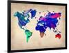 World Watercolor Map 2-NaxArt-Framed Art Print