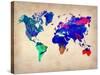 World Watercolor Map 2-NaxArt-Stretched Canvas
