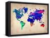 World Watercolor Map 2-NaxArt-Framed Stretched Canvas