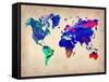 World Watercolor Map 2-NaxArt-Framed Stretched Canvas