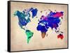 World Watercolor Map 2-NaxArt-Framed Stretched Canvas