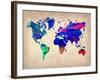 World Watercolor Map 2-NaxArt-Framed Art Print