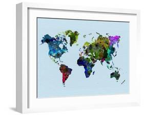 World Watercolor Map 3-NaxArt-Framed Art Print