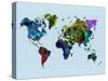 World Watercolor Map 3-NaxArt-Stretched Canvas