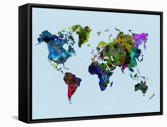 World Watercolor Map 3-NaxArt-Framed Stretched Canvas