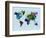 World Watercolor Map 3-NaxArt-Framed Art Print