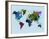 World Watercolor Map 3-NaxArt-Framed Art Print