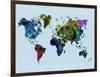 World Watercolor Map 3-NaxArt-Framed Art Print