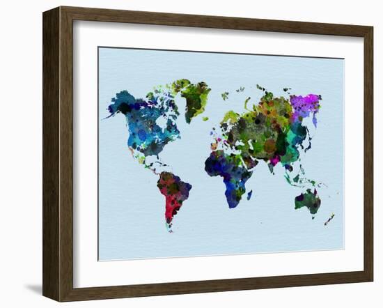 World Watercolor Map 3-NaxArt-Framed Art Print