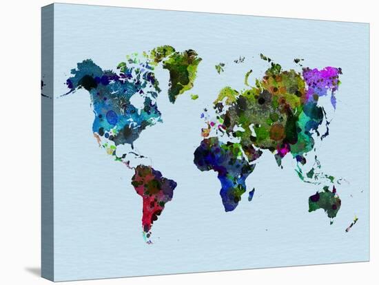 World Watercolor Map 3-NaxArt-Stretched Canvas