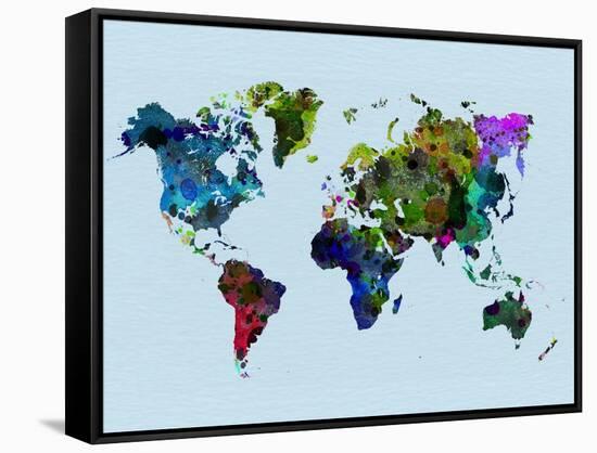 World Watercolor Map 3-NaxArt-Framed Stretched Canvas