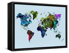 World Watercolor Map 3-NaxArt-Framed Stretched Canvas
