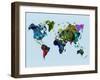 World Watercolor Map 3-NaxArt-Framed Art Print