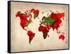 World Watercolor Map 4-NaxArt-Framed Stretched Canvas