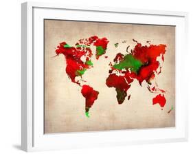 World Watercolor Map 4-NaxArt-Framed Art Print