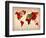 World Watercolor Map 4-NaxArt-Framed Art Print