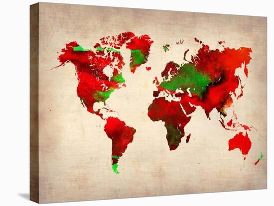 World Watercolor Map 4-NaxArt-Stretched Canvas