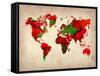 World Watercolor Map 4-NaxArt-Framed Stretched Canvas