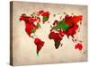 World Watercolor Map 4-NaxArt-Stretched Canvas