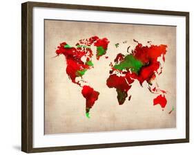 World Watercolor Map 4-NaxArt-Framed Art Print