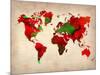 World Watercolor Map 4-NaxArt-Mounted Art Print