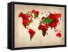 World Watercolor Map 4-NaxArt-Framed Stretched Canvas