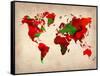 World Watercolor Map 4-NaxArt-Framed Stretched Canvas