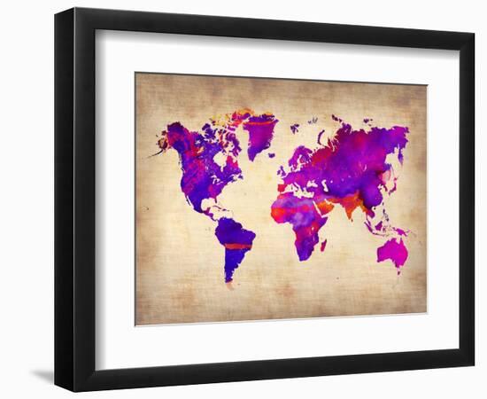 World Watercolor Map 5-NaxArt-Framed Art Print