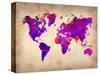 World Watercolor Map 5-NaxArt-Stretched Canvas