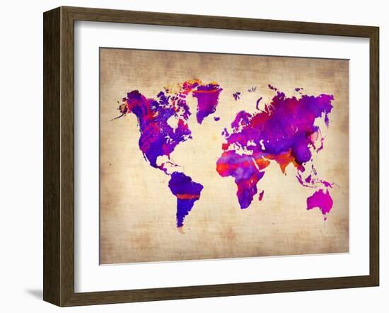World Watercolor Map 5-NaxArt-Framed Art Print