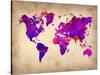 World Watercolor Map 5-NaxArt-Stretched Canvas