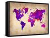 World Watercolor Map 5-NaxArt-Framed Stretched Canvas