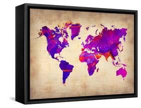 World Watercolor Map 5-NaxArt-Framed Stretched Canvas