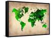 World Watercolor Map 6-NaxArt-Framed Stretched Canvas