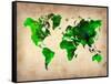 World Watercolor Map 6-NaxArt-Framed Stretched Canvas