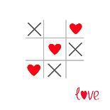 Tic Tac Toe Game with Cross and Heart Sign Mark Love Card Isolated Flat Design-worldofvector-Framed Art Print