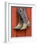 Worn Cowboy Boots Hanging, Ponderosa Ranch, Seneca, Oregon, USA-Wendy Kaveney-Framed Photographic Print