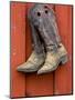 Worn Cowboy Boots Hanging, Ponderosa Ranch, Seneca, Oregon, USA-Wendy Kaveney-Mounted Photographic Print