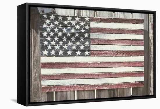 Worn Wooden American Flag, Fire Island, New York-Julien McRoberts-Framed Stretched Canvas