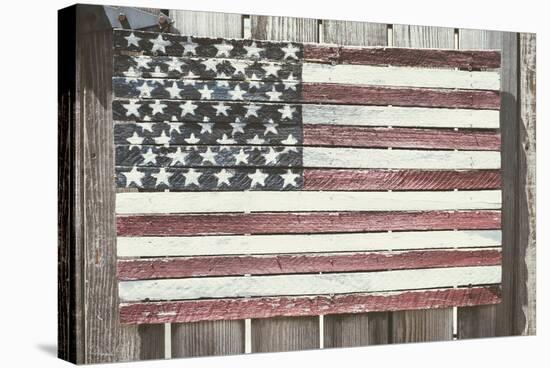 Worn Wooden American Flag, Fire Island, New York-Julien McRoberts-Stretched Canvas