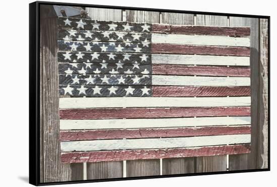 Worn Wooden American Flag, Fire Island, New York-Julien McRoberts-Framed Stretched Canvas