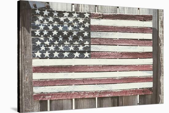 Worn Wooden American Flag, Fire Island, New York-Julien McRoberts-Stretched Canvas