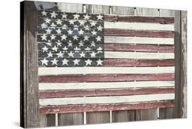 Worn Wooden American Flag, Fire Island, New York-Julien McRoberts-Stretched Canvas