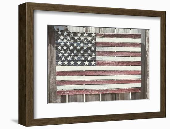 Worn Wooden American Flag, Fire Island, New York-Julien McRoberts-Framed Photographic Print