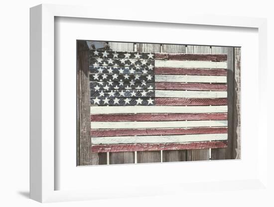 Worn Wooden American Flag, Fire Island, New York-Julien McRoberts-Framed Photographic Print